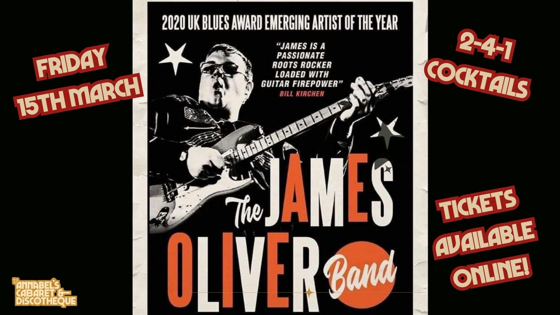 Live Music: JAMES OLIVER BAND // Annabel’s Cabaret & Discotheque