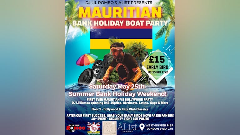 Mauritian 🇲🇺 Boat Party on the Thames on the 1st Summer Bank Holiday weekend