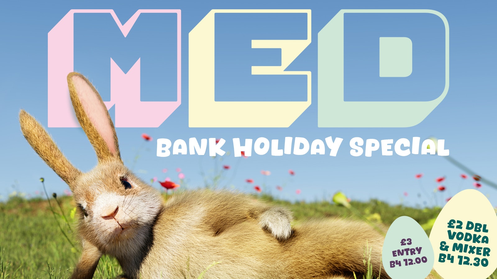 MEDICATION EASTER 🐣 MED GOOD FRIDAY 🐰﻿ @ ELECTRIK 💥 £2 VODKA / GIN DOUBLES B4 12.30 💥 MUSIC INCL. HOUSE / TECH HOUSE / CHART / POP / ROCK / INDIE