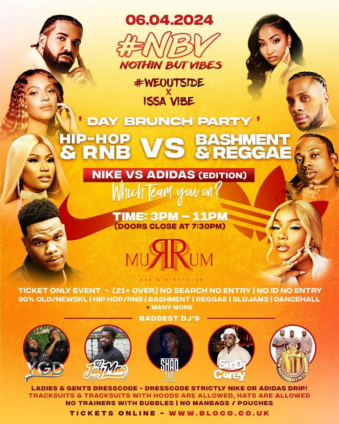 NBV HipHop & RnB VS Bashment & Reggae ‘Nike Vs Adidas’Edition