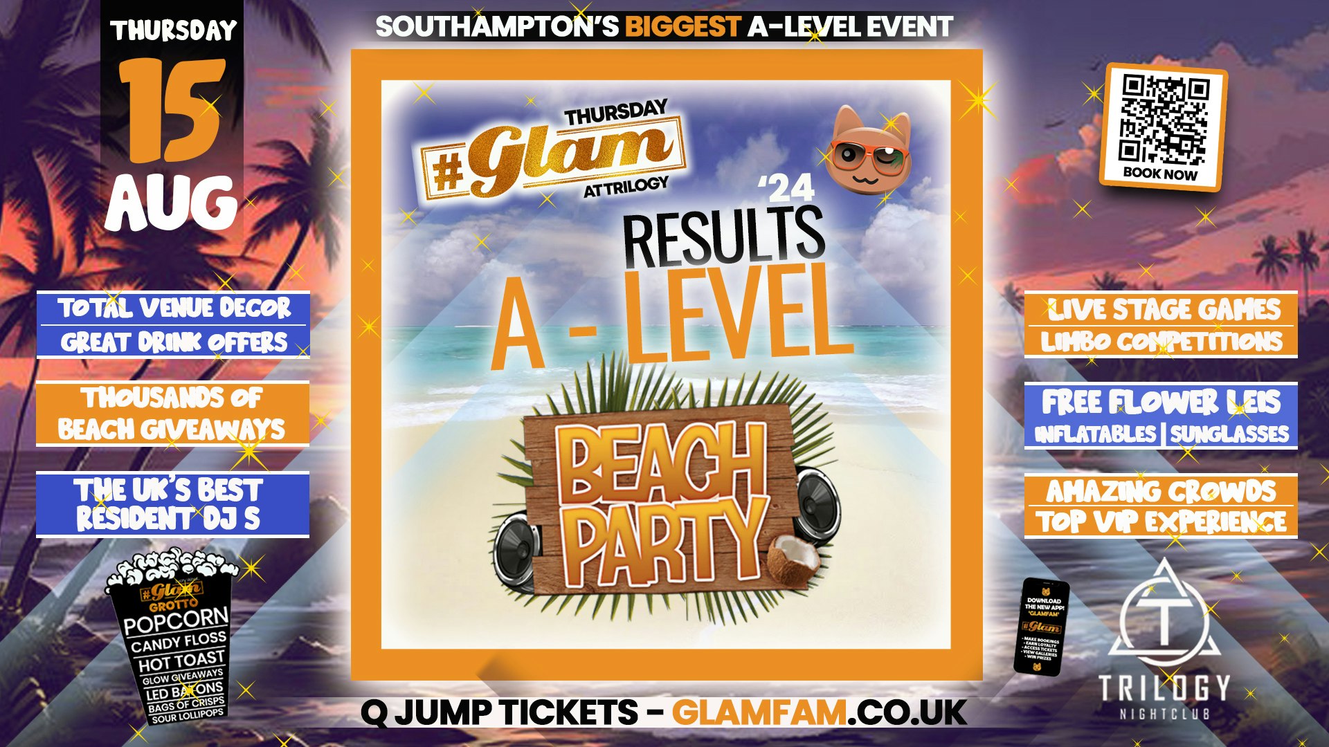Glam – Southampton’s Biggest A-LEVEL Results Party – Thursdays at Trilogy