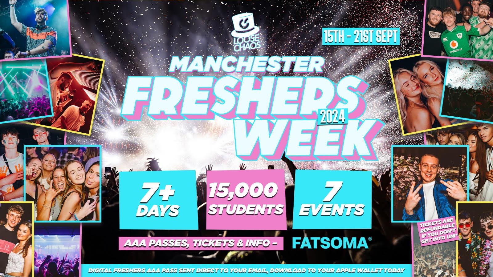 THE LOOSECHAOS MANCHESTER FRESHERS WEEK 🪩💞 7+ EVENTS OVER 7+ DAYS // INCLUDES TROPILOCO – JOSHUA BROOK + ARK & MORE // LESS THAN £1 PER EVENT! MANCHESTER MET 2024