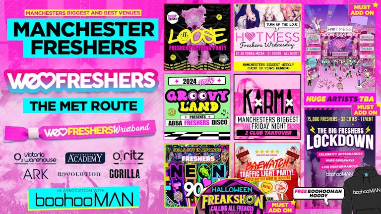  WE LOVE MANCHESTER FRESHERS ULTIMATE WRISTBAND! 🎉 - (The Met Route)  🚨  In Association with BoohooMAN! ❗FREE BOOHOOMAN HOODIE TODAY ONLY❗