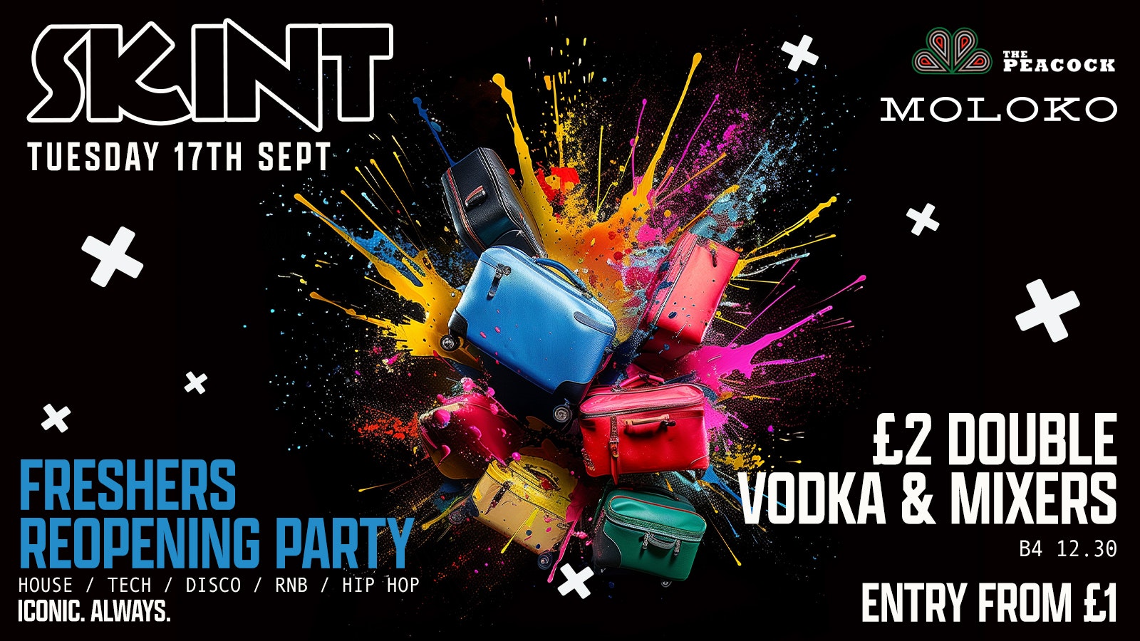 SKINT Tuesdays: FRESHERS REOPENING PARTY – £2 DOUBLES!