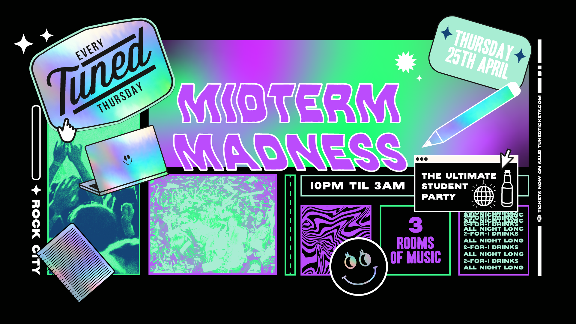 Tuned – MIDTERM MADNESS – Nottingham’s Biggest Student Night – 2-4-1 Drinks All Night Long – (inc Silent Disco In Beta Room) 25/04/24