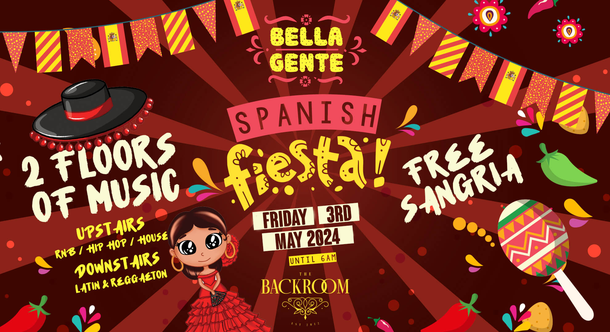 💃 Spanish Fiesta x Bella Gente @ The Backroom | Reggaeton x RnB – Friday 3rd May