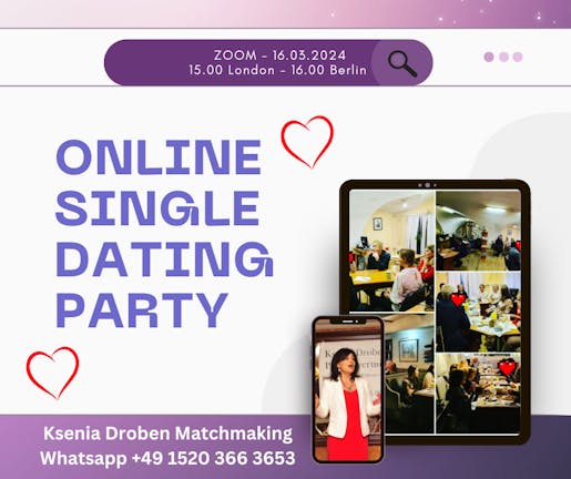 International Online Single Dating Event: 15.00 London time, 16.00 Berlin