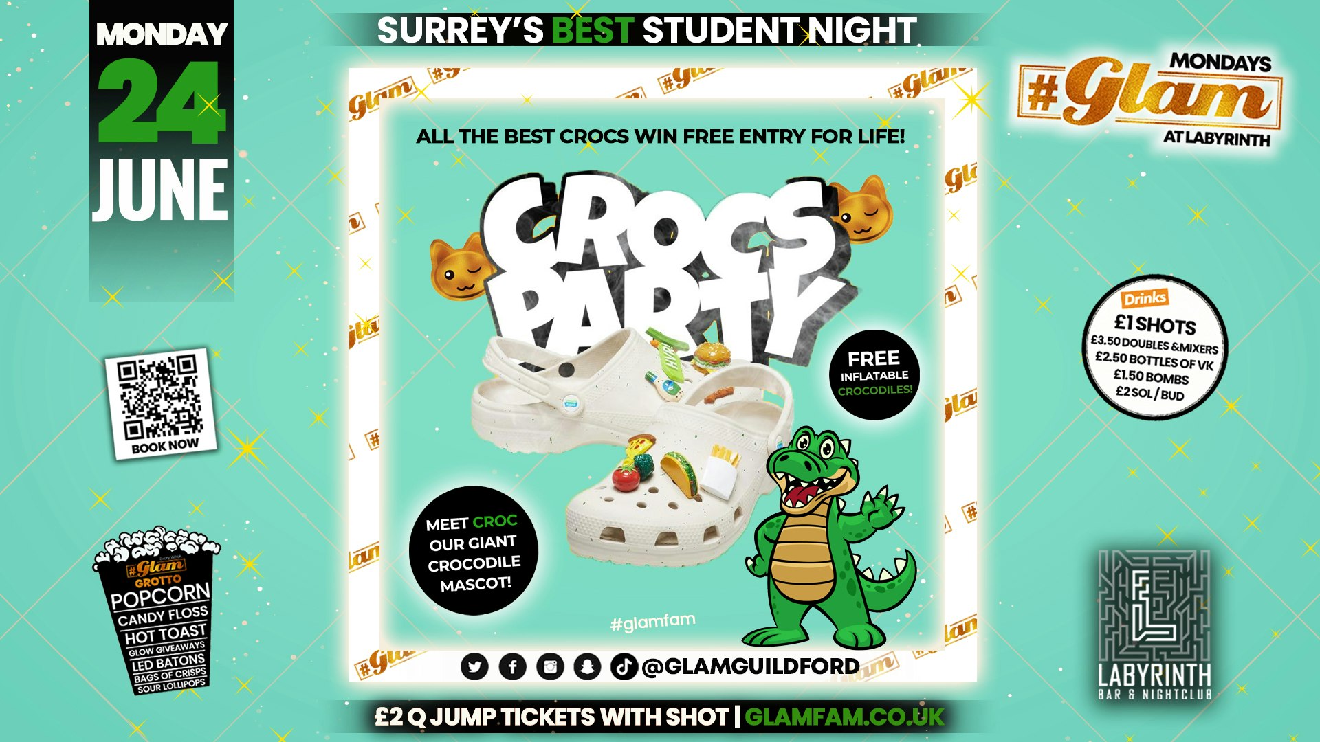 Glam – LET’S CROC! 🐊 Surrey’s Best Student Events!