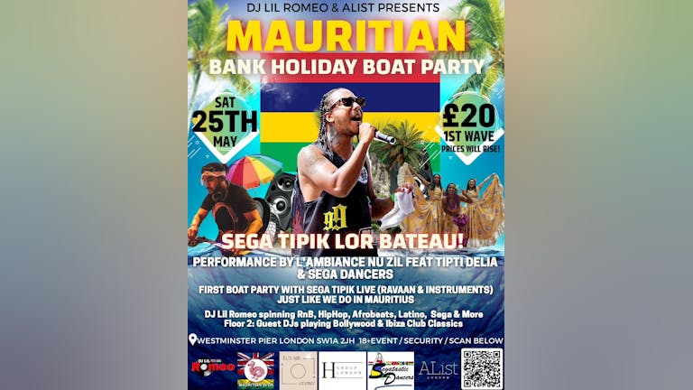 Mauritian Boat party on the Thames. May Bank Holiday Saturday