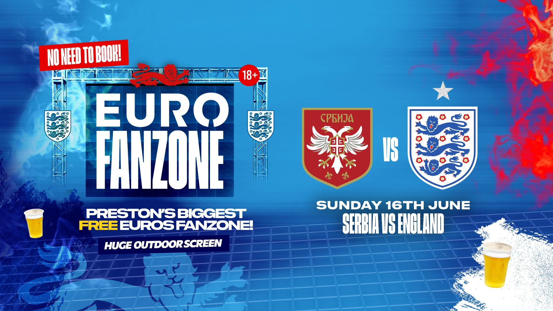 Preston’s Free Euro Fanzone ⚽️ Serbia vs England