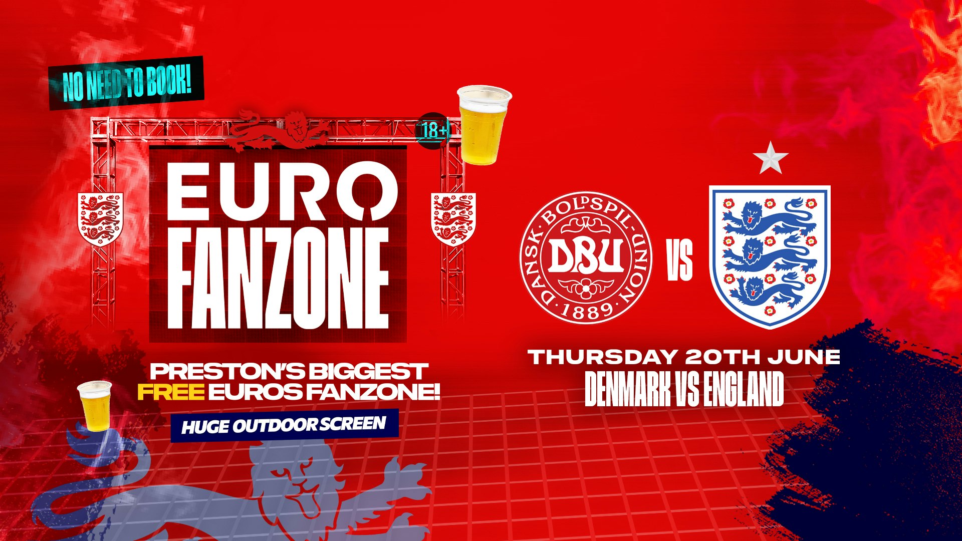 Preston’s Free Euro Fanzone ⚽️ Denmark vs England