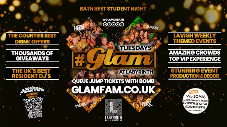 Glam - Bath's Biggest Student Night 🐾 | Tuesdays at Labs 