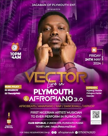 VECTOR LIVE IN PLYMOUTH x AFROPIANO3.0