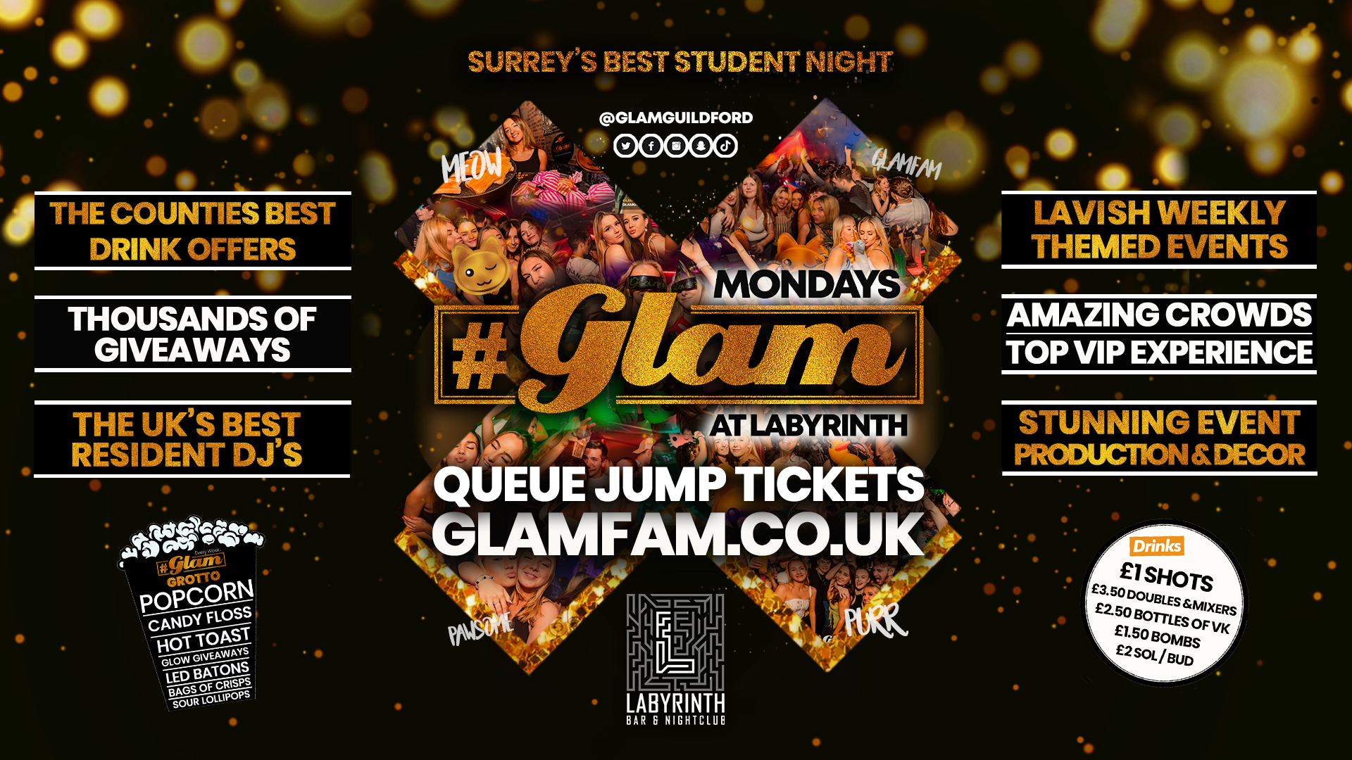 Glam – Surrey’s Best Student Events! Mondays at Labs 😻