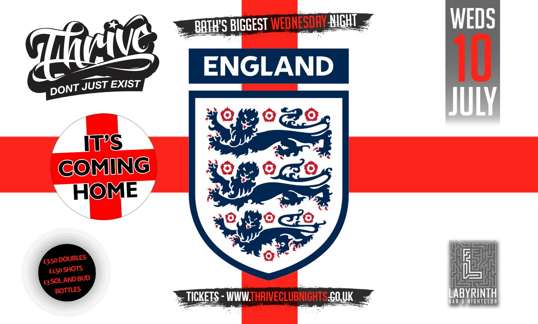 Thrive Wednesdays – ENGLAND FOOTBALL PARTY! ⚽ Bath’s Biggest Wednesday Night! ❤️‍🔥