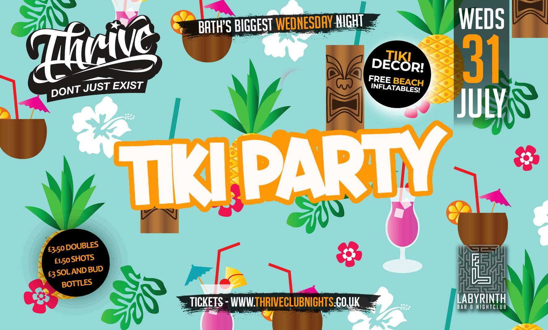 Thrive Wednesdays – TIKI PARTY!! 🍹 Bath’s Biggest Wednesday Night! ❤️‍🔥