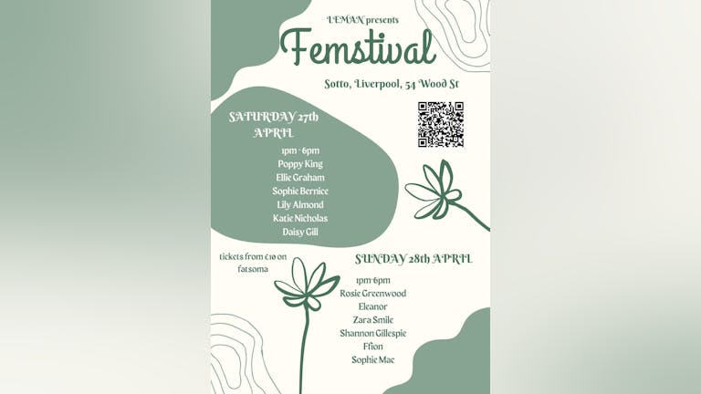 LEMAN: Femstival Sat Afternoon 1.00pm to 6pm PLEASE NOTE: VENUE CHANGE.