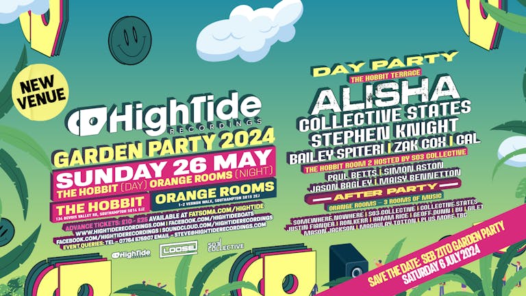 High Tide Garden Party ft. ALISHA & SO3 Collective - Sunday 26th May (**NEW VENUE**)