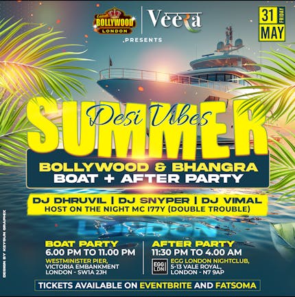 Desi Summer Vibes Bollywood & Bhangra Boat + After party 