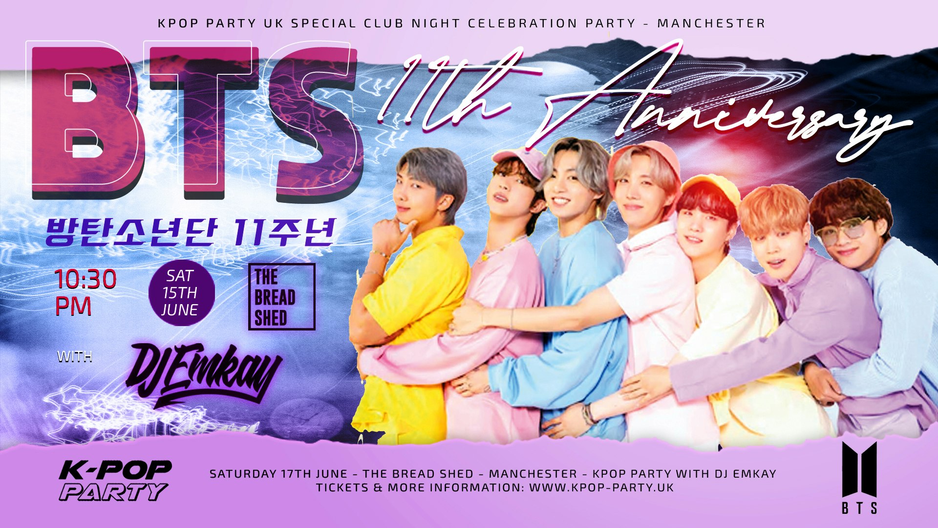 BTS 11th Anniversary KPOP Party Manchester – with DJ EMKAY | Saturday 15th June