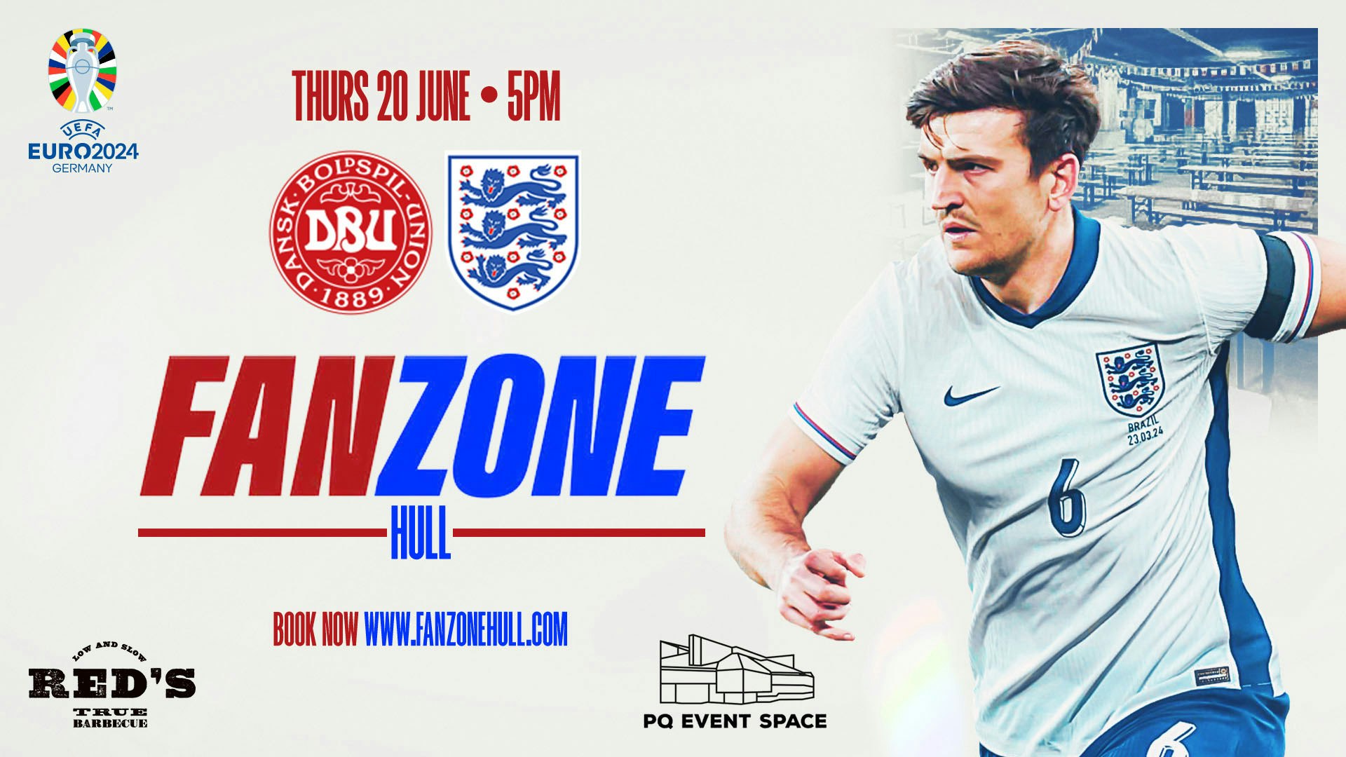 ENGLAND VS DENMARK- 5PM KICK OFF- EURO 2024 FANZONE HULL