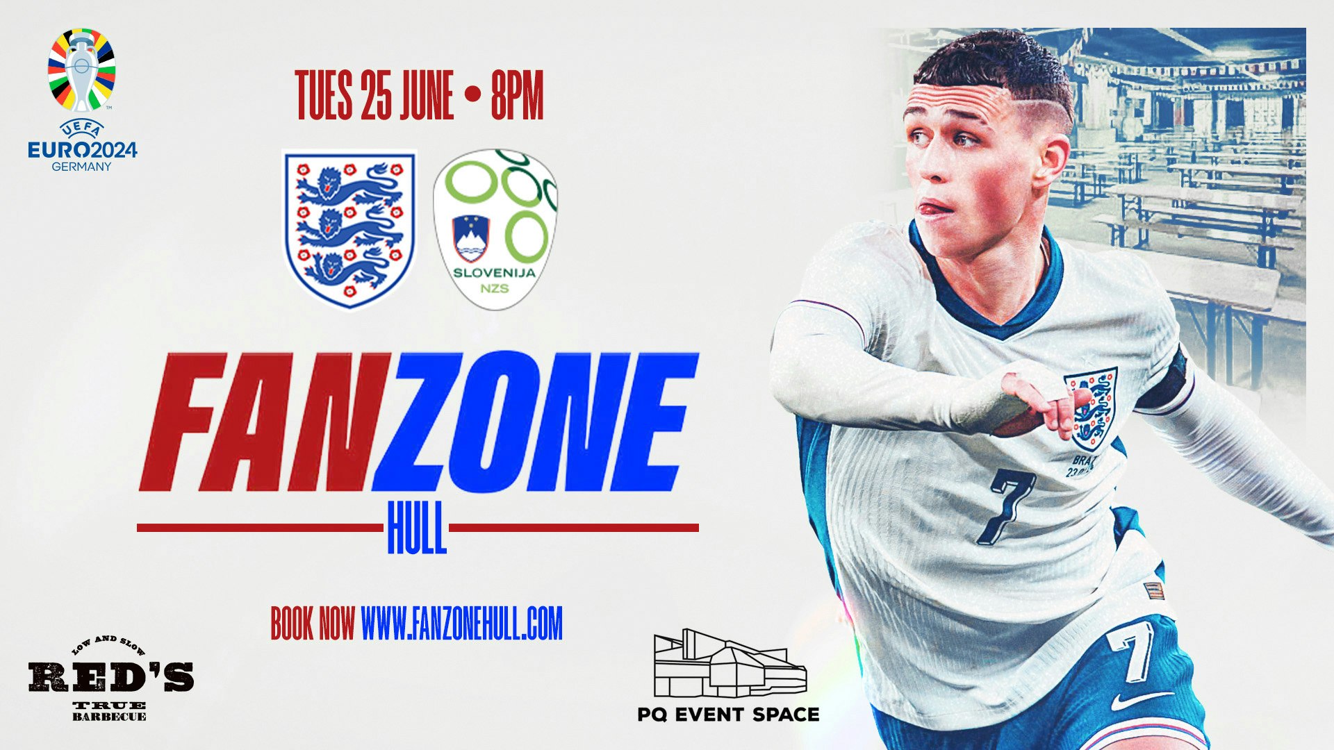 ENGLAND VS SLOVENIA- 8PM KICK OFF- EURO 2024 FANZONE HULL