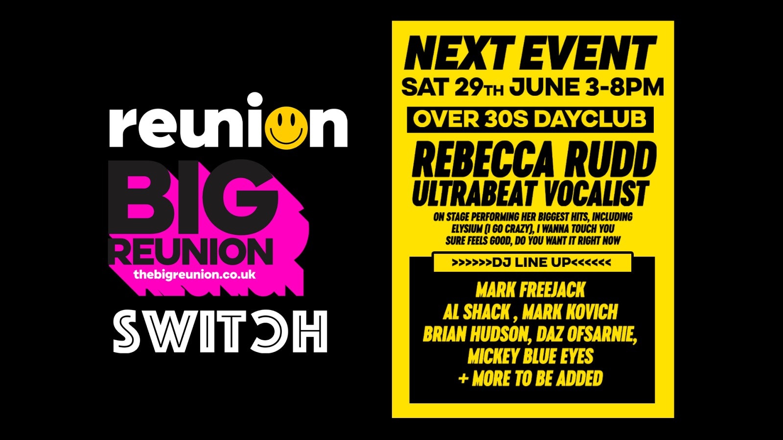 Reunion | Over 30s Dayclub | Preston Day Party – 29th June
