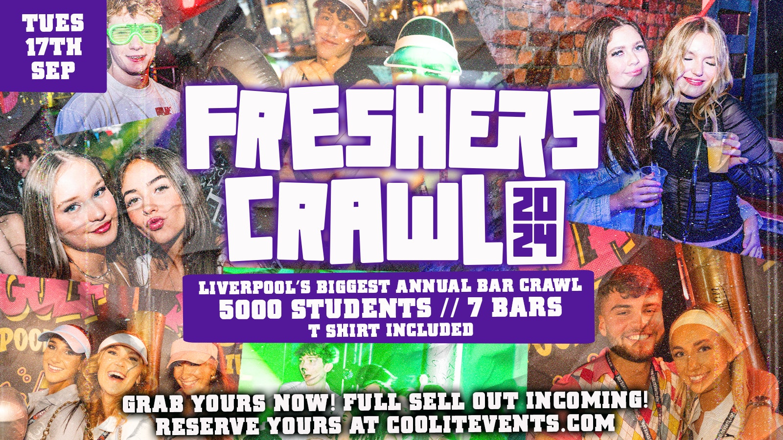 FRESHERS CRAWL 2024 ﻿﻿🍻👕- Liverpool’s BIGGEST Bar Crawl. FREE BAR CRAWL T SHIRT INCLUDED