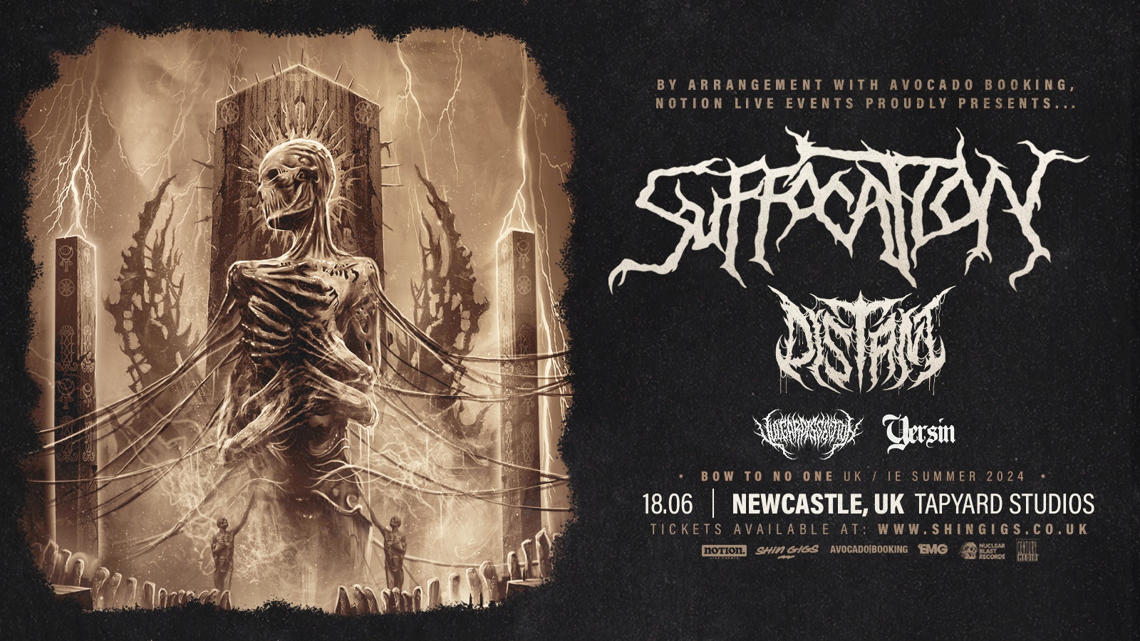 Suffocation + Distant, Vulgar Dissection & Yersin