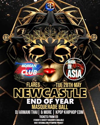  NEWCASTLE Korean Club x Made In Asia Masquerade Ball with DJ Armani Thai: End Of Exams Rave | £5 Tickets for Soc Members | KPop HipHop JPop EDM Emo | 28/5/24