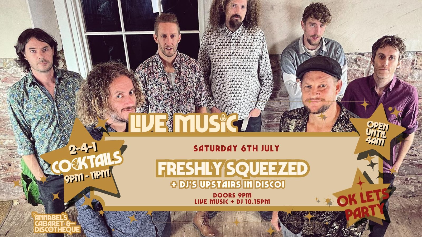 ‘Live Music: FRESHLY SQUEEZED // Annabel’s Cabaret & Discotheque