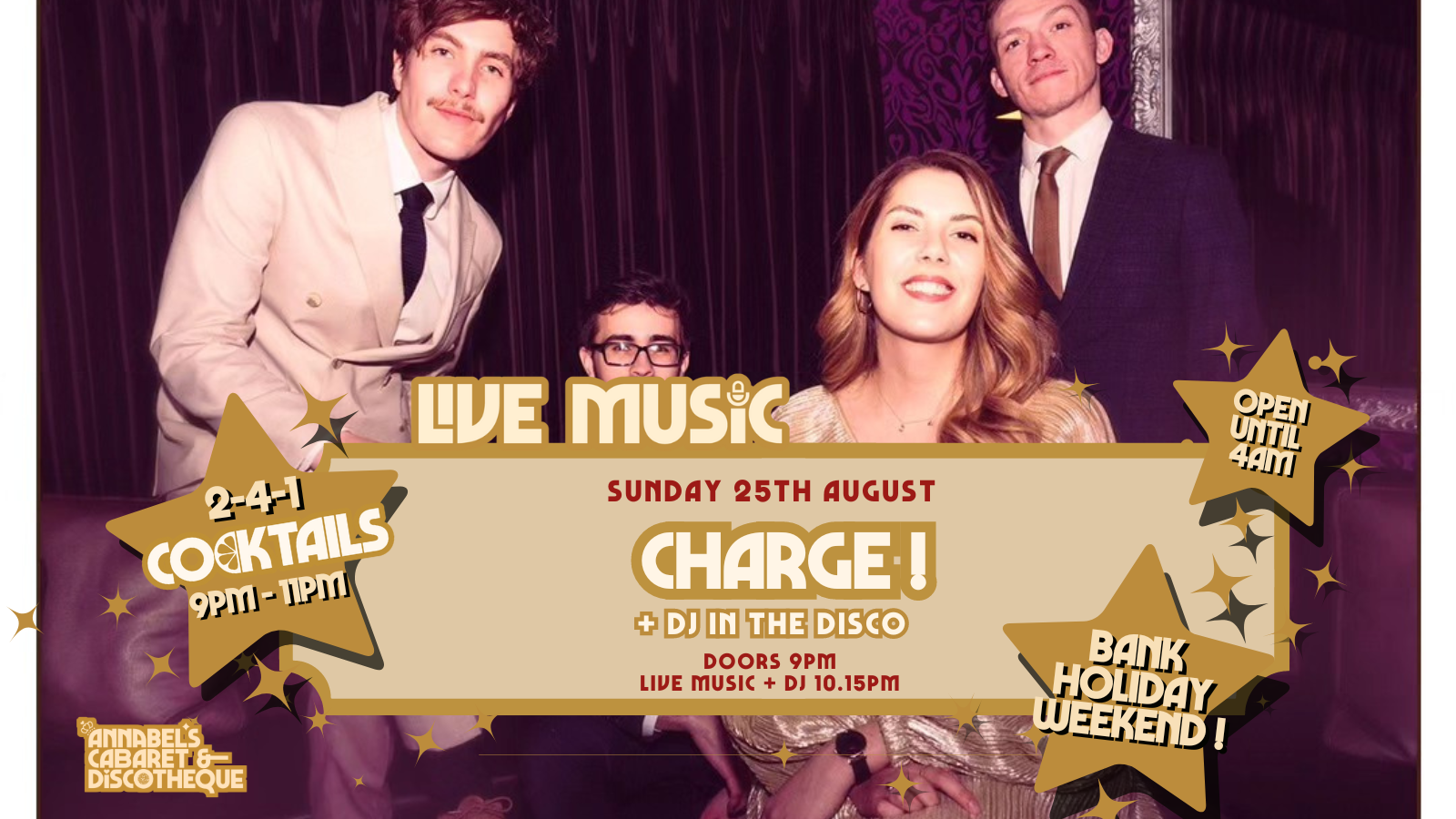 Live Music: CHARGE ! // Annabel’s Cabaret & Discotheque