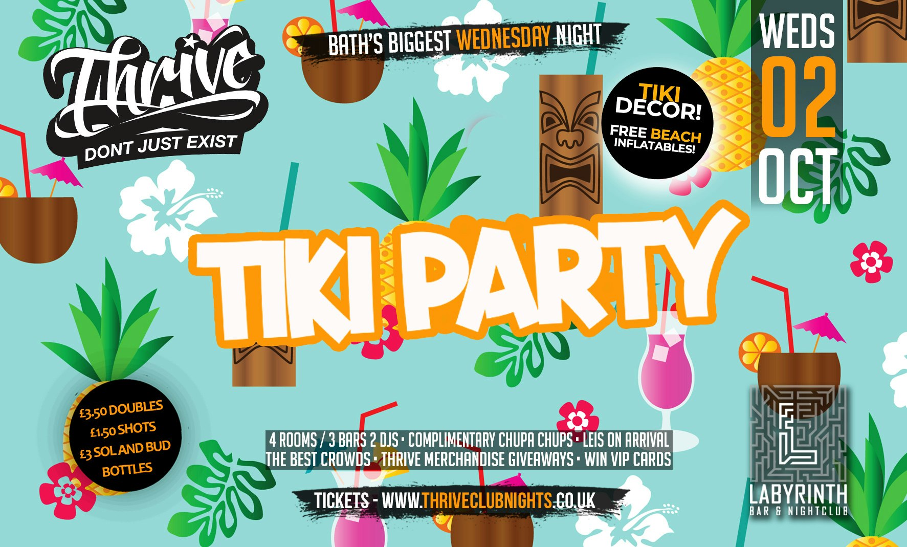 Thrive Wednesdays – 🌴 Thrive Tiki Party!! 🌴Bath’s Best Wednesday Night!