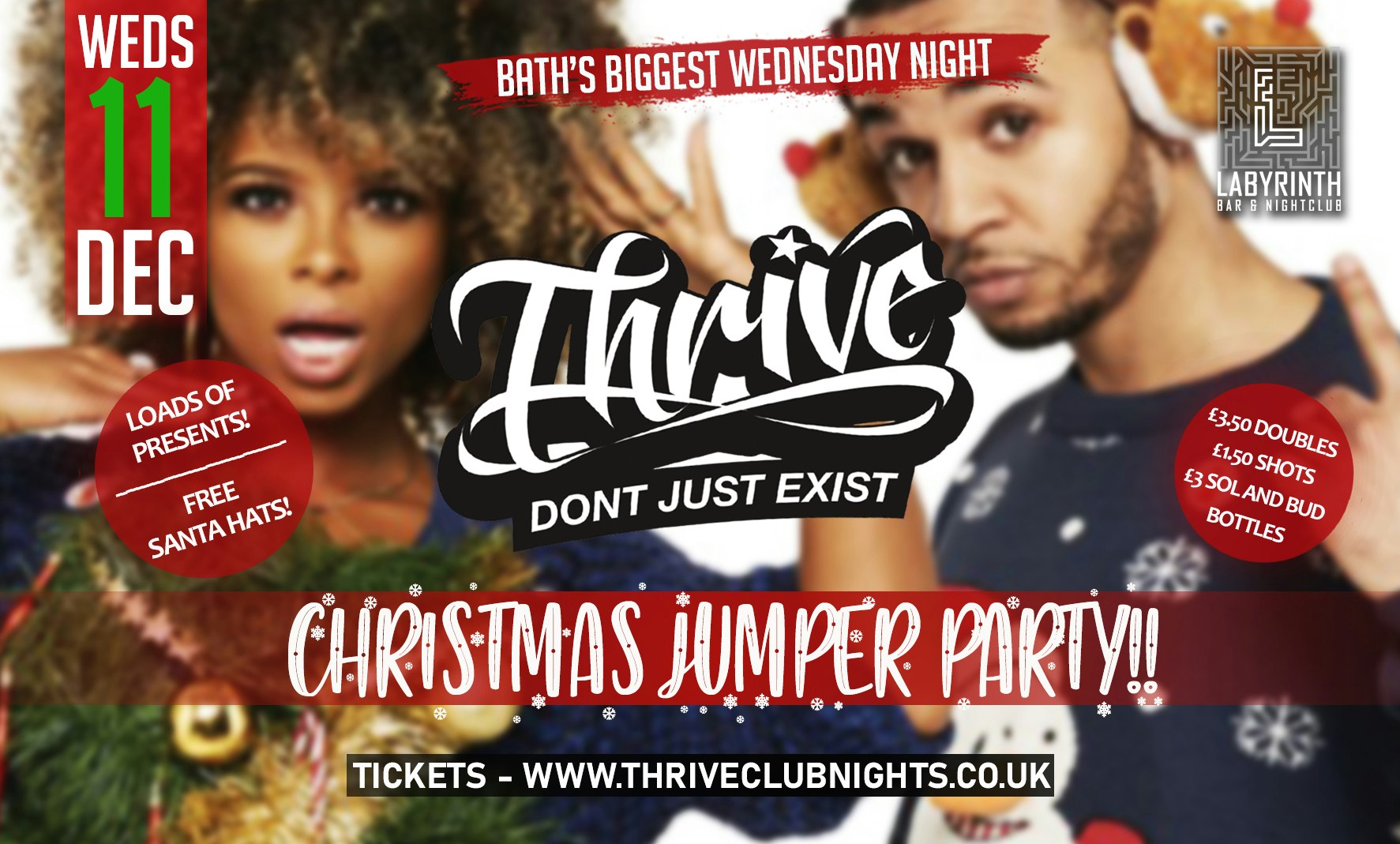 Thrive Wednesdays – 🎄CHRISTMAS JUMPER PARTY!! 🎄Bath’s Best Wednesday Night! 🥳