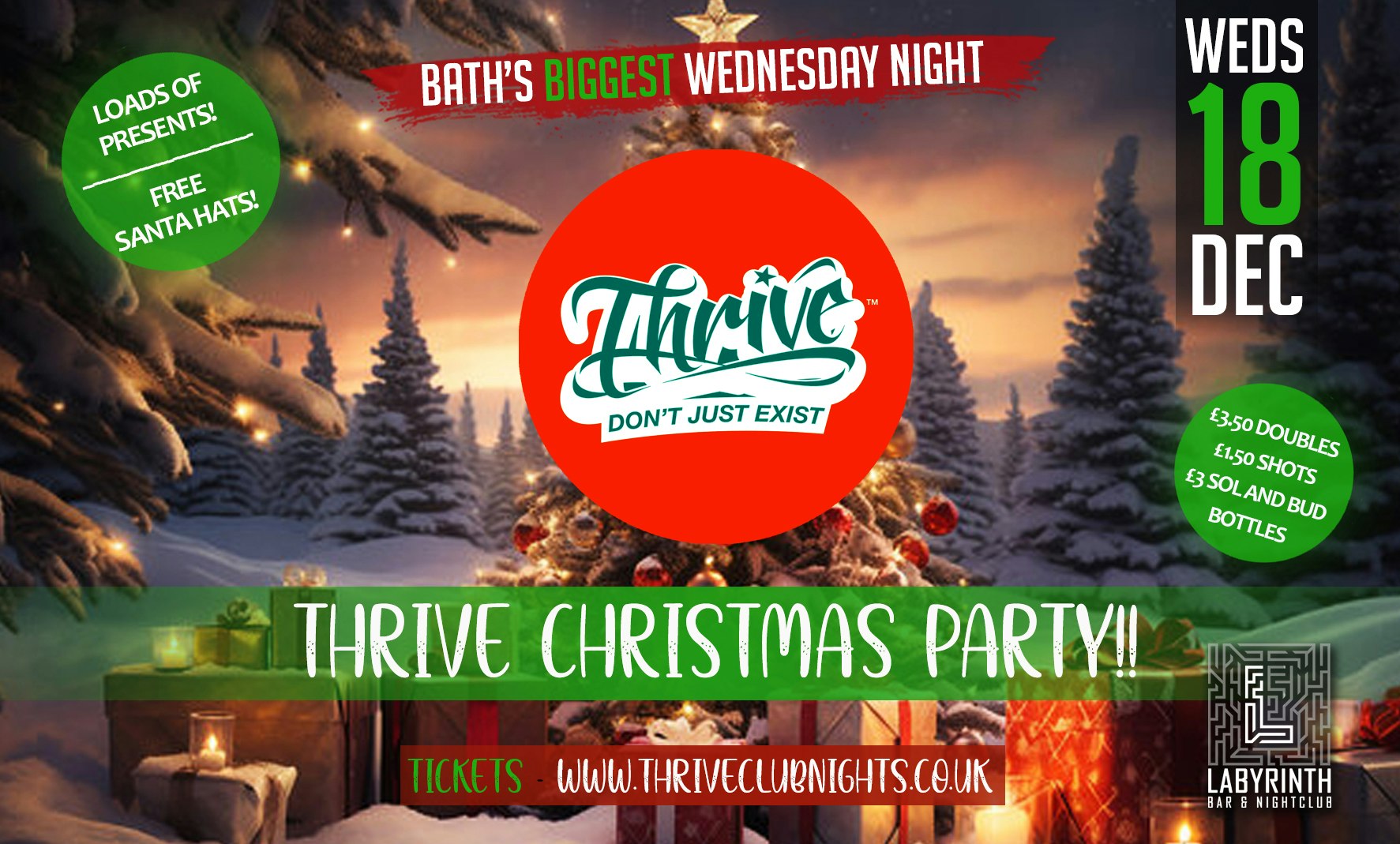 Thrive Wednesdays – 🎄﻿﻿﻿🎅﻿ CHRISTMAS PARTY!! ﻿🎅﻿🎄Bath’s Best Wednesday Night! 🥳