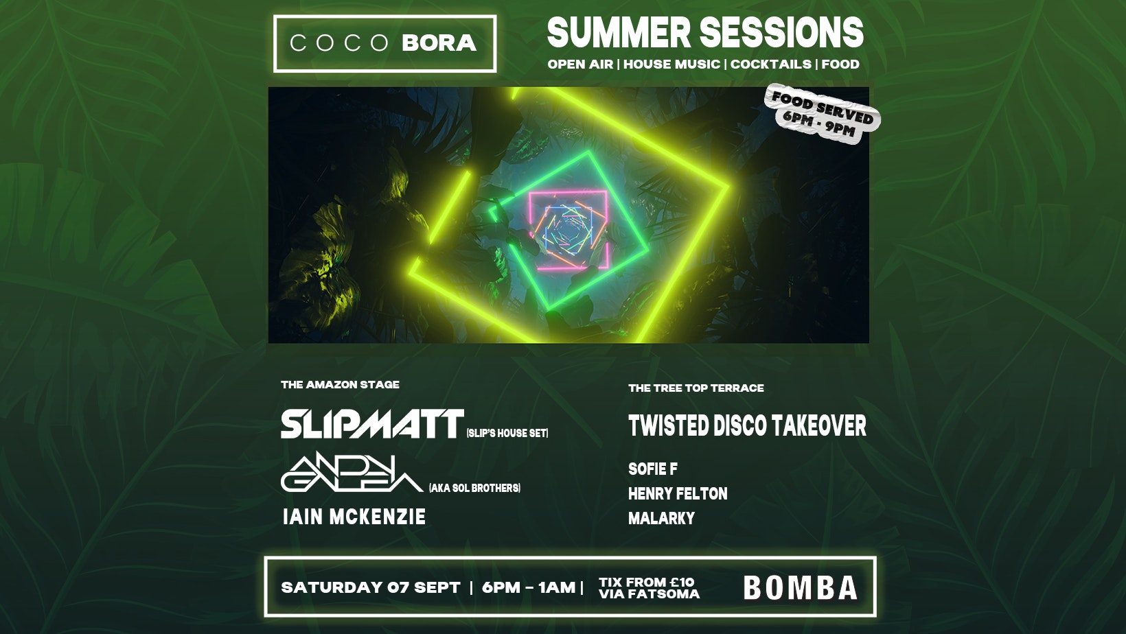 Slipmatt (House Set) – Andy Galea (Sol Brothers) – Coco Bora – Bomba – Sat 07 Sept – Exeter Quay