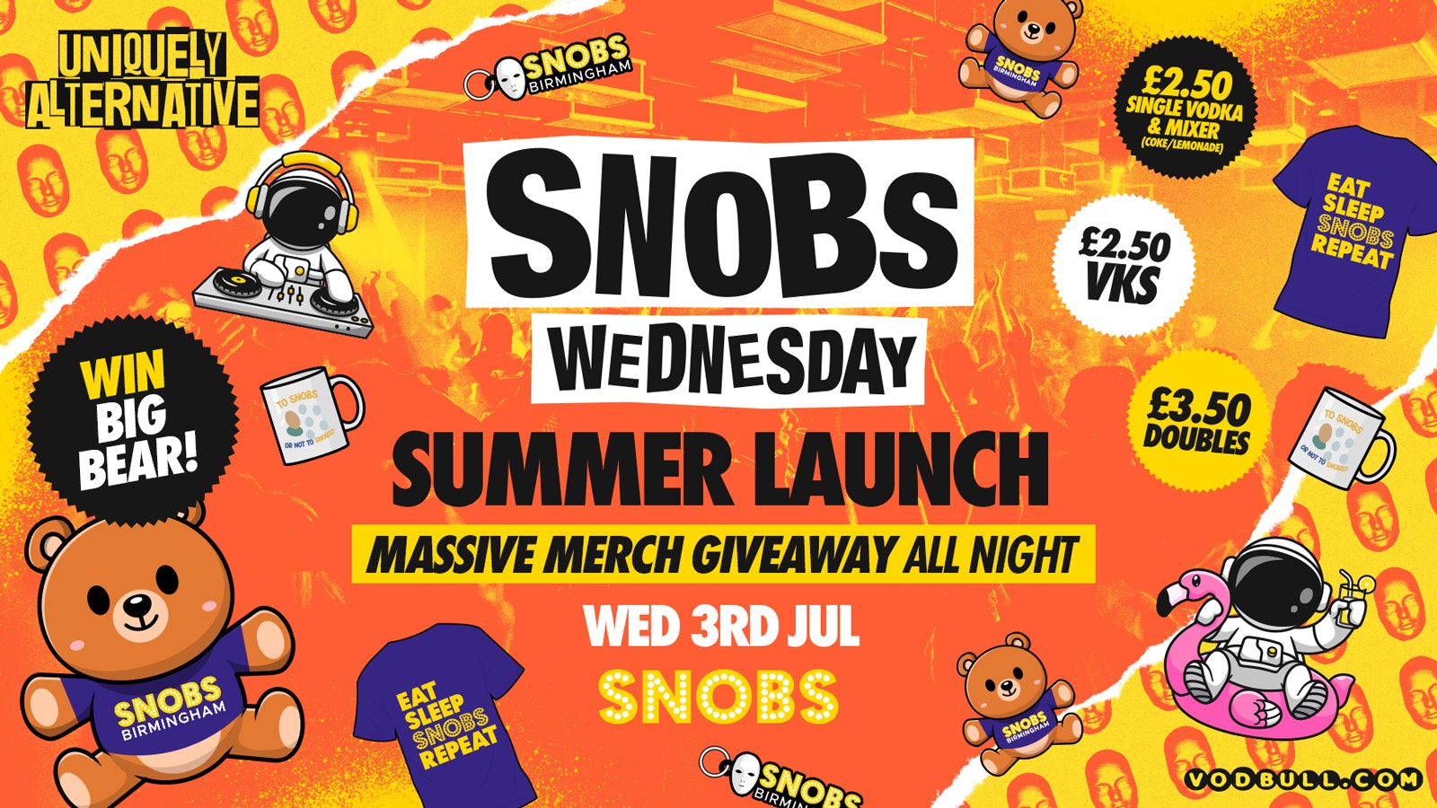 🎶 SNOBS WEDNESDAY!! [TONIGHT] ⚠️ [SUMMER TIME MERCH PARTY!] ⚠️ 03/07