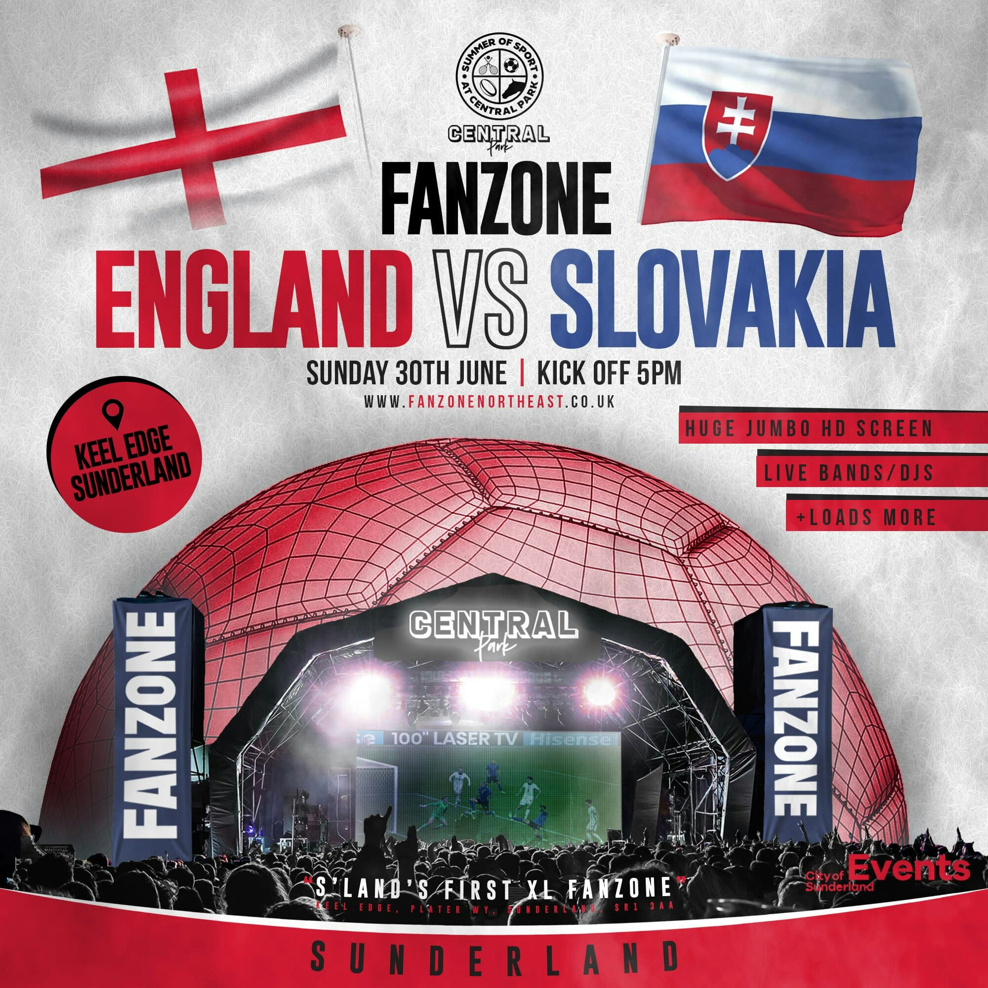 England Vs Slovakia – Last 16 Knockouts! – Central Park Sunderland