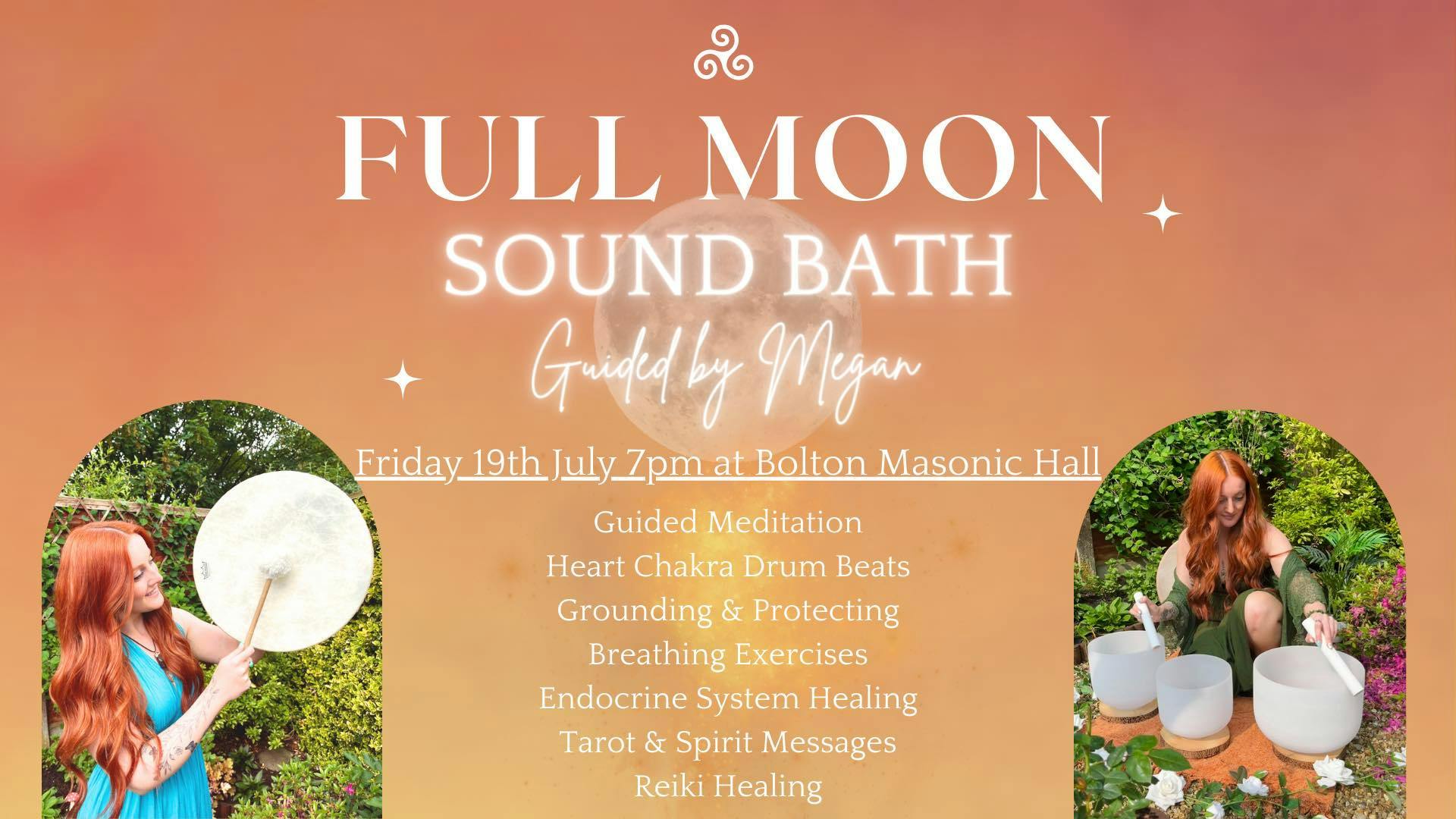 FULL MOON SOUND BATH GUIDED BY MEGAN at Bolton Masonic Hall Bolton on 19th Jul Fatsoma