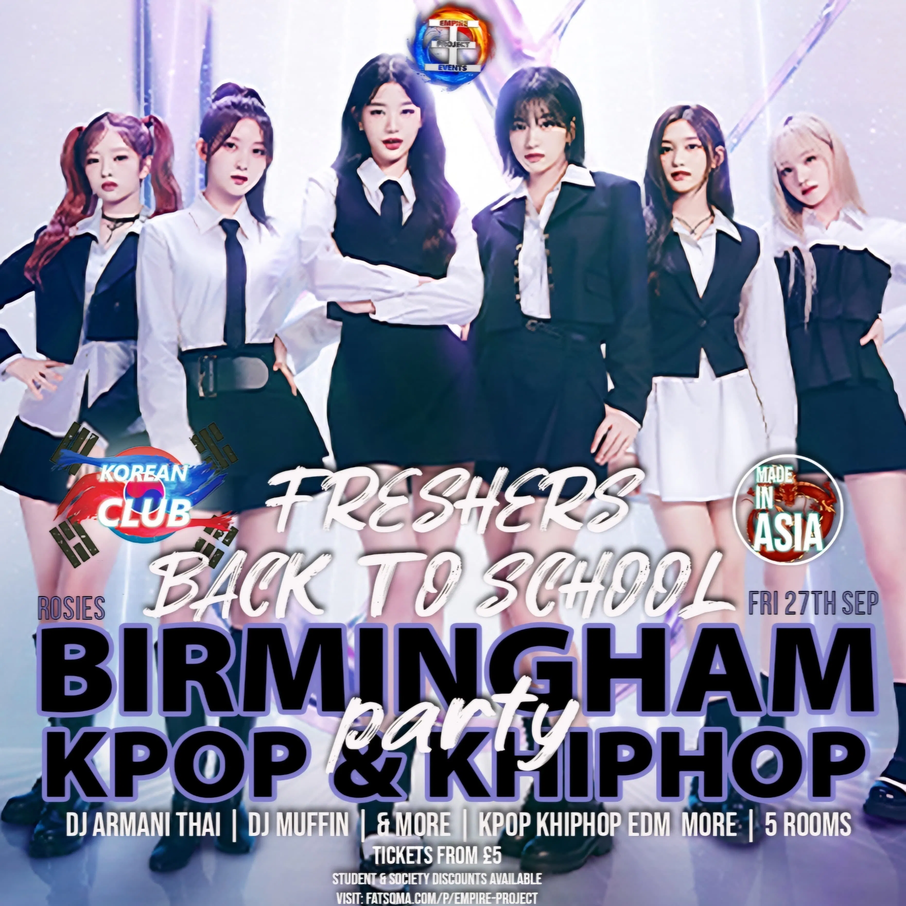 BIRMINGHAM Freshers Oriental Party with DJ ARMANI THAI: Back To School Rave  | Korean Club x Made In Asia | KPop HipHop EDM & More | 5 Tickets for Soc  Members &