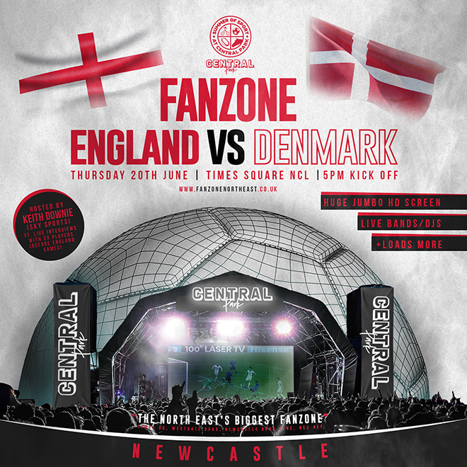 England Vs Denmark – 5pm Kick Off – Central Park “Summer of Sport” Fanzone Newcastle