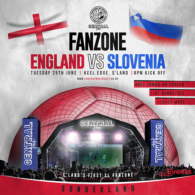 England Vs Slovenia – 8pm Kick Off – Central Park “Summer of Sport” Fanzone Sunderland