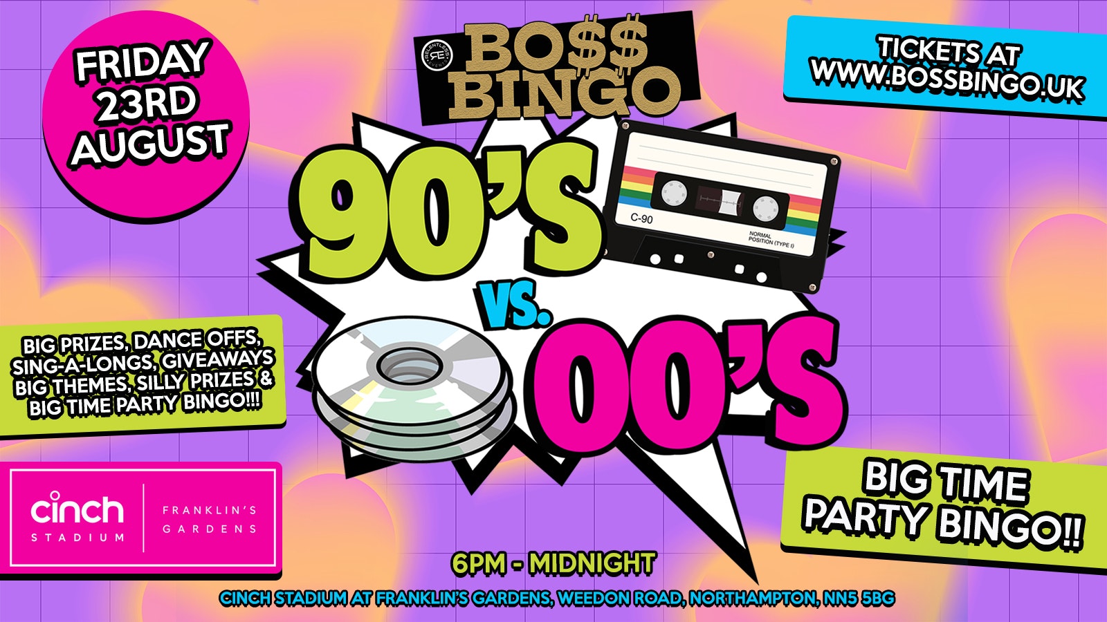 BO$$ BINGO ’90’s vs 00’s’ AT CINCH STADIUM FRANKLINS GARDENS!