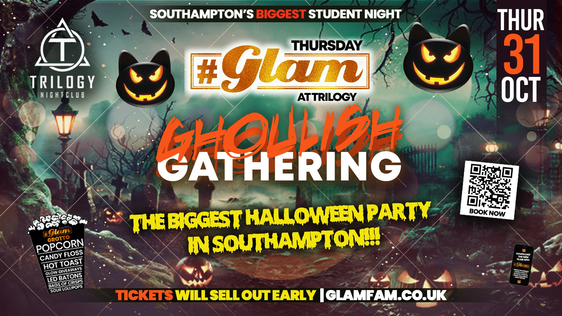 Glam – 💀 😈👻 SOLD OUT – ENTRY AVAILABLE ON THE DOOR!! HALLOWEEN 2024 🧟🦇⛓️ | Southampton’s Biggest Halloween Event 🎃