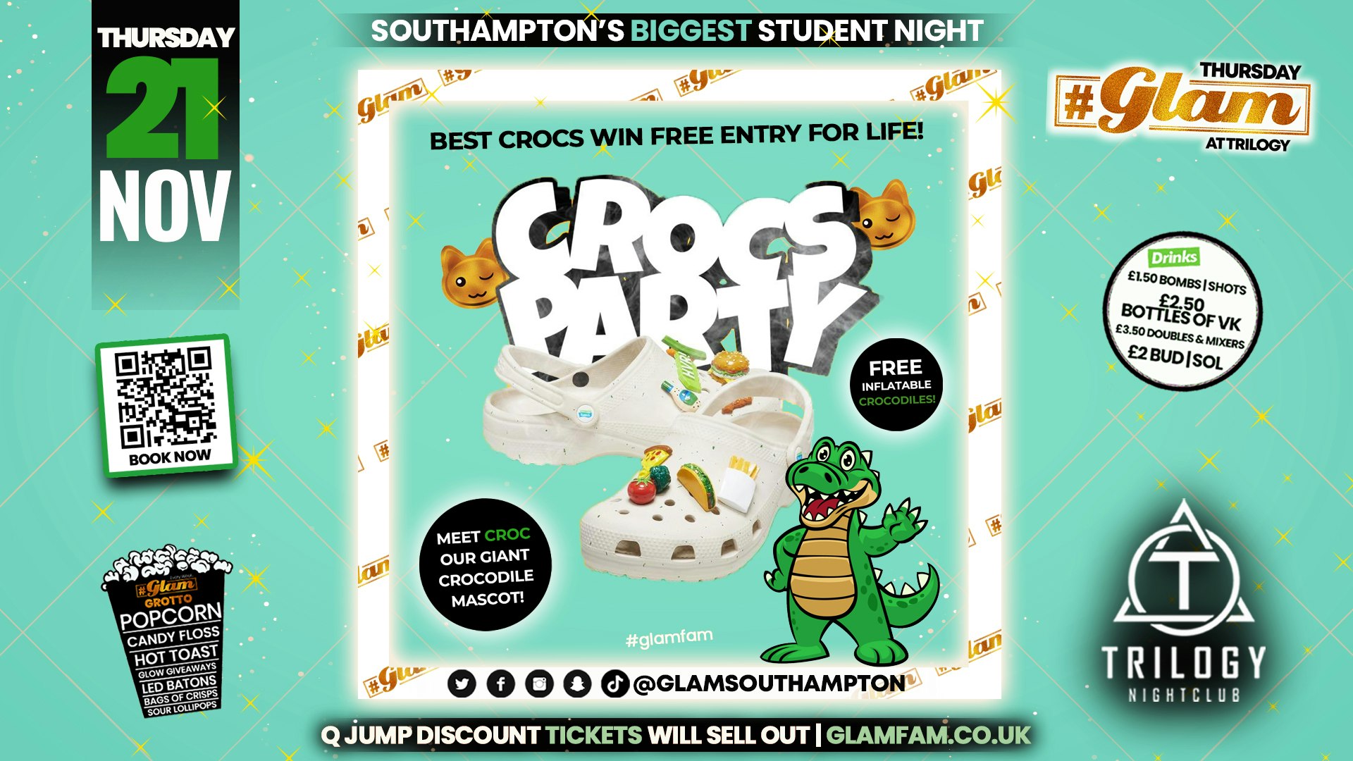 Glam – 🐊 GLAM CROC PARTY! 🐊 | Southampton’s Biggest Student Night 😻