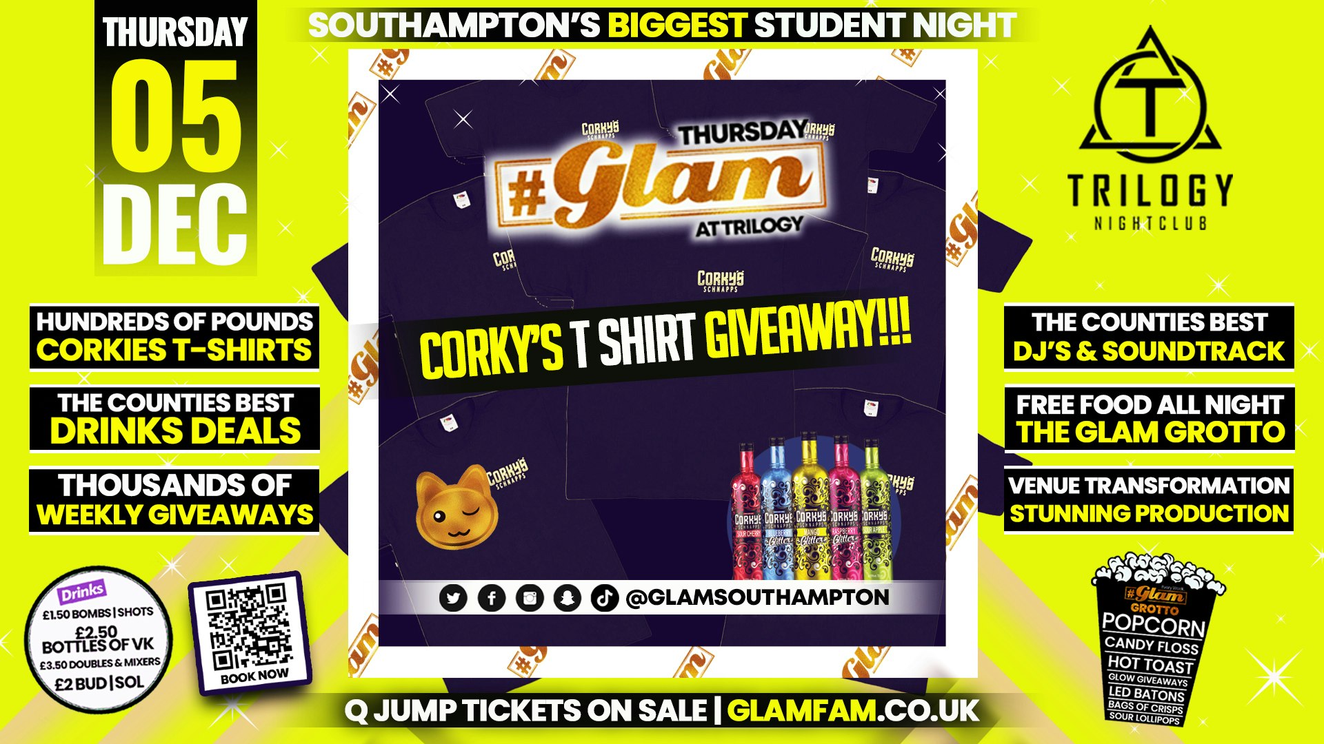 Glam – 👚﻿👕﻿﻿ CORKYS T SHIRT GIVEAWAY ﻿👕👚 | Southampton’s Biggest Student Night 😻