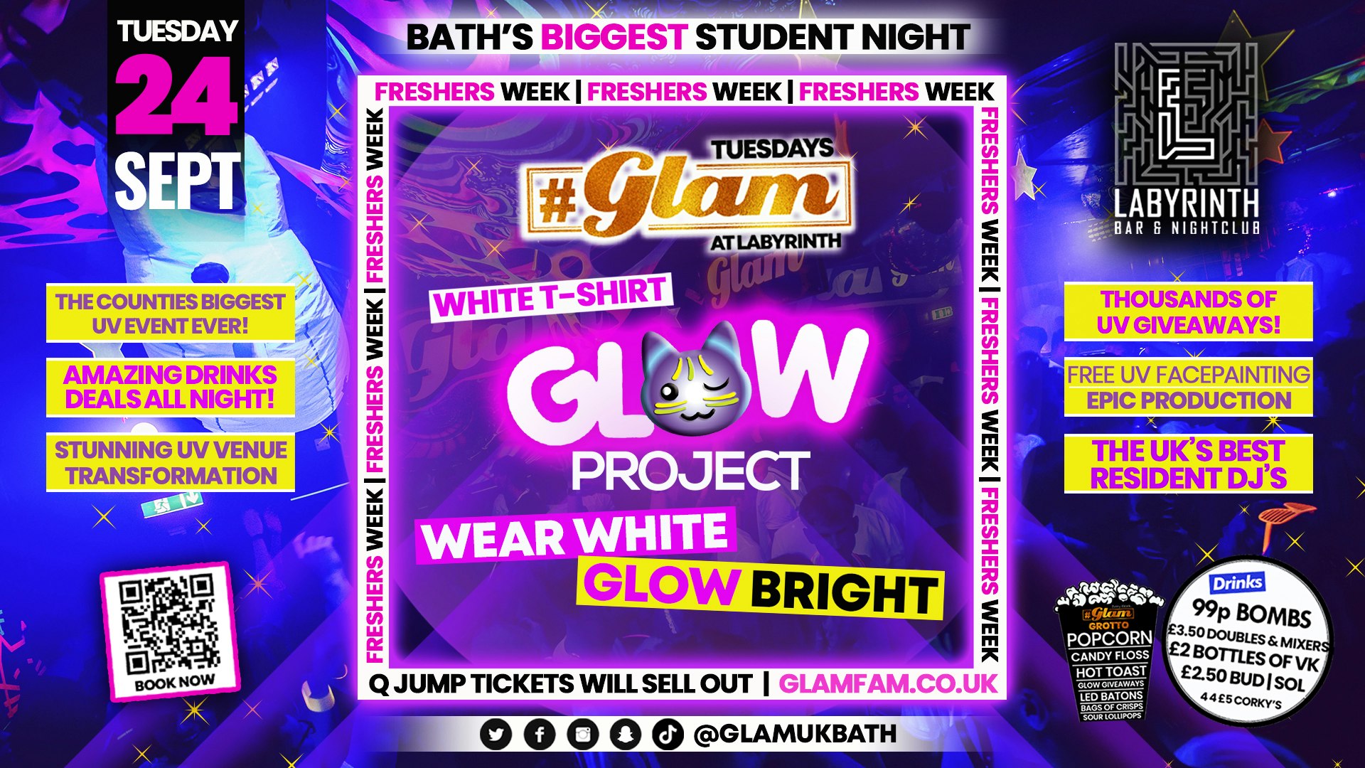 Glam – 🌟 FRESHERS GLOW PROJECT! 🌟 Bath’s Best Student Night | Tuesdays at Labs 😻
