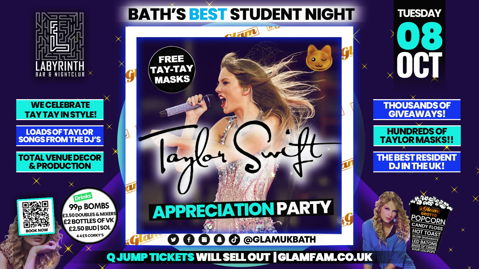Glam – 💃 TAYLOR SWIFT APPRECIATION EVENT! 🤩 Bath’s Best Student Night | Tuesdays at Labs 😻