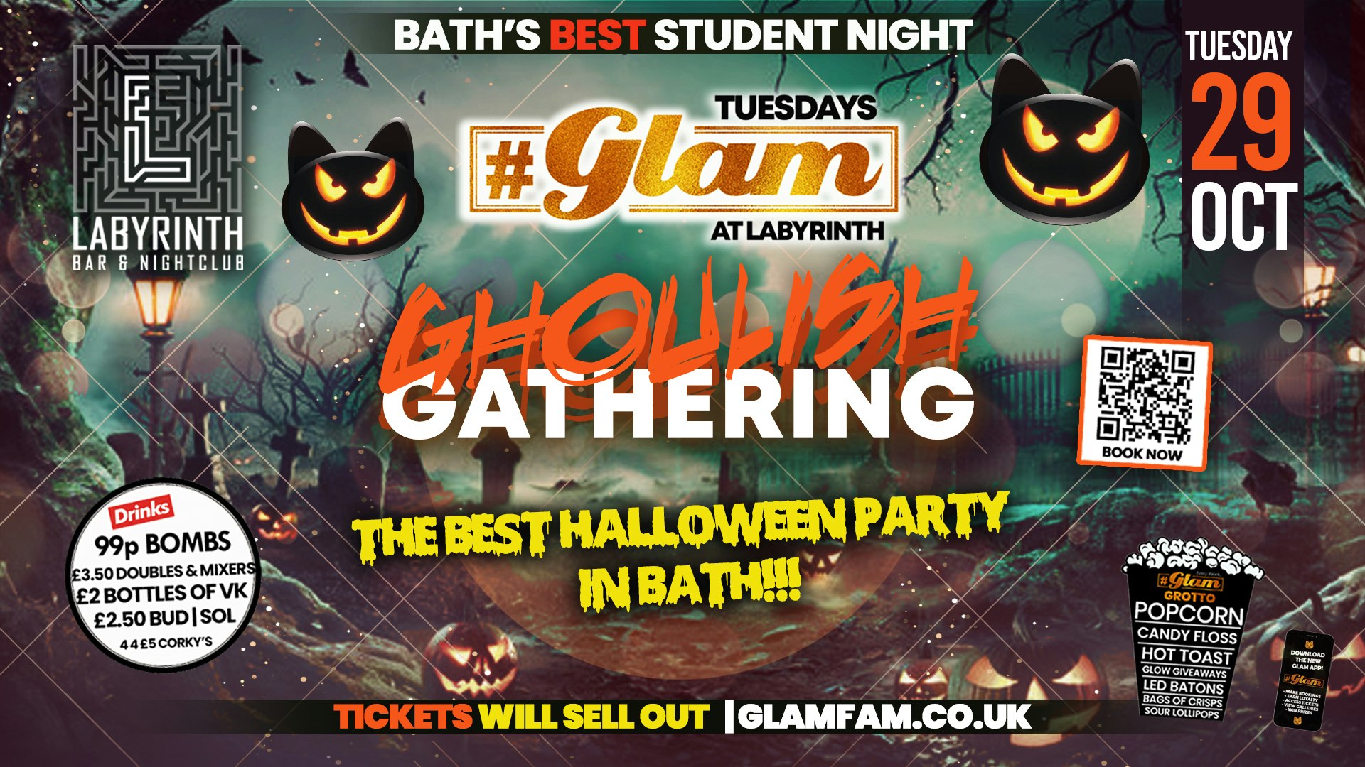 Glam – ﻿💀 😈👻 HALLOWEEN 2024 🧟🦇⛓️ Bath’s Best Student Night | Tuesdays at Labs 😻