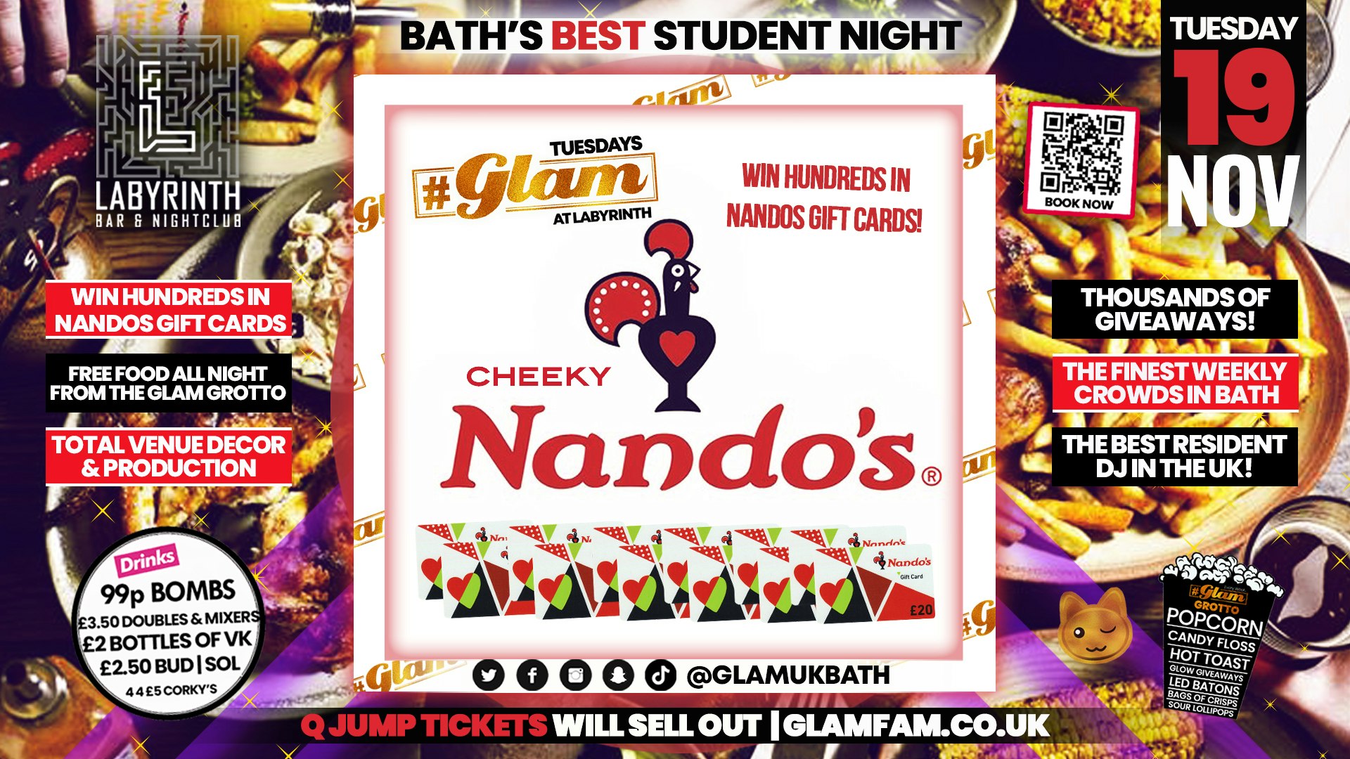 Glam – ﻿😋 NANDOS TAKEOVER! 😋 Bath’s Best Student Night | Tuesdays at Labs 😻